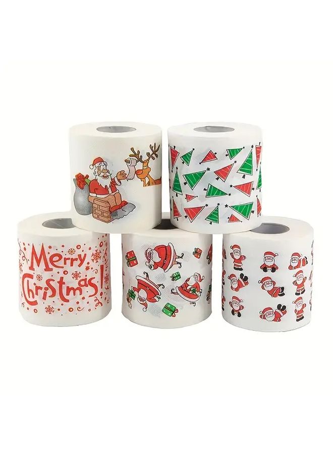 Christmas Toilet Paper Santa Claus Holiday Design Random Pattern Bathroom Tissue - Image 3
